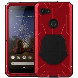 Pixel 3a Case,Google Pixel 3a Metal Case with Gorilla Glass Screen Protector Armor Tank Military Aluminum Alloy Bumper Hybrid Soft Rubber Military Shockproof Hard Defender Metal Cover,Red