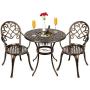 Best Choice Products Cast Aluminum Outdoor Patio Bistro Table Set for Backyard, Garden, Porch, Deck w/Attached Ice Bucket, 2 Chairs - Copper