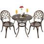 Best Choice Products Cast Aluminum Outdoor Patio Bistro Table Set for Backyard, Garden, Porch, Deck w/Attached Ice Bucket, 2 Chairs - Copper