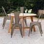 Metal Chair Dining Chair Set of 4 Patio Chair Home Kitchen Chair 18 Inch Seat Height Dinning Room Chair Stackable Metal Bar Chairs Indoor Outdoor Chairs Tolix Bar Side Chair Restaurant Dining Chair