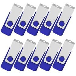 TOPESEL 10pcs 1GB USB 2.0 Flash Drives Memory Stick Fold Storage Thumb Drive Pen, Blue