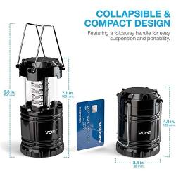 Vont 2 Pack LED Camping Lantern, Super Bright Portable Survival Lanterns, Must Have During Hurricane, Emergency, Storms, Outages, Original Collapsible Camping Lights / Lamp (Batteries Included)