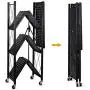 Foldable Shelving Unit Storage Rack on Wheels Large Capacity, Heavy Duty Steel 4-Shelf Organizer with Hooks, Black Foldable Shelving Unit Storage Rack on Wheels Large Capacity, Heavy Duty Steel 4-Shelf Organizer with Hooks, Black