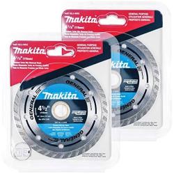 Makita 2 Pack - 4.5” Turbo Diamond Blades For Grinders & Circular Saws - Ultra-Fast Cutting For Concrete, Masonry & Brick - 5/8”, 20mm & 7/8” Arbors