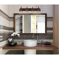 Kira Home Liberty 36'' 4-Light Modern Industrial Vanity/Bathroom Light, Brushed Bronze Finish + Metal Cage Shade