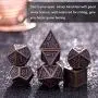 Bememo Polyhedral Metal Dices Set Zinc Alloy with Enamel Solid Metal for DND Game, Tabletop RPG, Dungeons and Dragons, Math Teaching, 7 Pieces Dice Set with Black Velvet Bag (Red Copper)