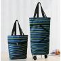 Cocobuy Collapsible Trolley Bags Folding Shopping Bag with Wheels Foldable Shopping Cart Reusable Shopping Bags Grocery Bags Shopping Trolley Bag on Wheels(Elegant Dark Blue)