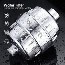 15 Stage Shower Filter - Shower Head Filter - Hard Water Filter,Remove Chlorine Heavy Metals and Other Sediments, Vitamin C Water Softener Reduces Dry Itchy Skin,Dandruff (Silver)