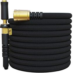 TITAN 150FT Garden Hose - All New Expandable Water Hose with Triple Latex Core 3/4'' Easy Removal Solid Brass Fittings Expanding Extra Strength Fabric Flexible with Jet Nozzle and Washers (B)