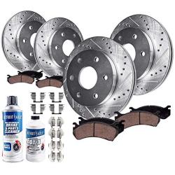 Detroit Axle - Brake Kit Replacement for 2012-2017 Ford F-150 - Front and Rear Rotor, Ceramic Brake Pad (Drilled and Slotted Performance)