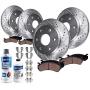 Detroit Axle - Brake Kit Replacement for 2012-2017 Ford F-150 - Front and Rear Rotor, Ceramic Brake Pad (Drilled and Slotted Performance)
