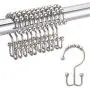 DadyMart Shower Curtain Hooks Rust Resistant Shower Curtain Rings Metal Double Glide Rollers Shower Hooks for Bathroom Shower Curtain Rods Curtains, Set of 12, Nickel