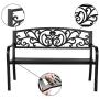 VINGLI 50'' Patio Park Garden Bench Outdoor Metal Benches,Cast Iron Steel Frame Chair Front Porch Path Yard Lawn Decor Deck Furniture for 2-3 Person Seat