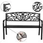VINGLI 50'' Patio Park Garden Bench Outdoor Metal Benches,Cast Iron Steel Frame Chair Front Porch Path Yard Lawn Decor Deck Furniture for 2-3 Person Seat VINGLI 50'' Patio Park Garden Bench Outdoor Metal Benches,Cast Iron Steel Frame Chair Front Porch Path Yard Lawn Decor Deck Furniture for 2-3 Person Seat