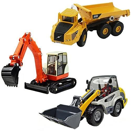 iPlay, iLearn Heavy Duty Construction Site Play Set, Collectible Model Vehicles, Metal Tractor Toy, Dump Truck, Excavator, Digger, Compact Gift Toy for 3, 4, 5 Year Olds, Toddlers, Boys, Kids