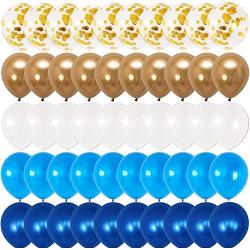 Blue and Gold Balloons Kit - 60 Pack | Gold Confetti Balloons, Navy Balloons and White Balloons | Blue Balloon Arches Kit | Blue Gold Balloons Arch Garland for Graduation Decoration, Birthday Decor