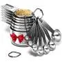 Stainless Steel Measuring Cups and Spoons Set of 16 Pieces — 7 Nesting Cups and 7 Stackable Spoons + 2 D Rings — Professional Portable and Sturdy Metal Measuring Set for Liquid Wet and Dry Ingredients Stainless Steel Measuring Cups and Spoons Set of 16 Pieces — 7 Nesting Cups and 7 Stackable Spoons + 2 D Rings — Professional Portable and Sturdy Metal Measuring Set for Liquid Wet and Dry Ingredients