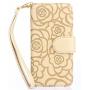 FLYEE Case Compatible with Galaxy S8(5.8 inch,Released in 2017),Wallet Case for Women and Girls with Card Holder,[Embossed Flower] Premium Flip PU Leather Protective Case with Wrist Strap -Beige