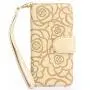 FLYEE Case Compatible with Galaxy S8(5.8 inch,Released in 2017),Wallet Case for Women and Girls with Card Holder,[Embossed Flower] Premium Flip PU Leather Protective Case with Wrist Strap -Beige