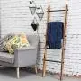 MyGift 5-ft Urban Rustic Wall-Leaning Burnt Wood & Metal Quilt Blanket and Towel Storage Ladder Stand MyGift 5-ft Urban Rustic Wall-Leaning Burnt Wood & Metal Quilt Blanket and Towel Storage Ladder Stand