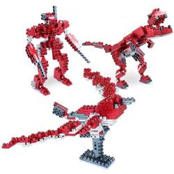 METOMICS 3-in-1 Metal Designer Building Blocks Series 001 | 290 Pieces | Assemble T-Rex, Mecha and Sparrow with Instructions (Ruby Red)