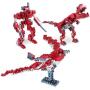 METOMICS 3-in-1 Metal Designer Building Blocks Series 001 | 290 Pieces | Assemble T-Rex, Mecha and Sparrow with Instructions (Ruby Red)