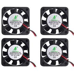 MakerFocus 4pcs 3D Printer Fan 12V, 40mm 12 Volt Fan 0.08A DC Mini Quiet Cooling Fan 40X40X10mm with 28cm Cable for 3D Printer, DVR and Other Small Appliances Series Repair Replacement
