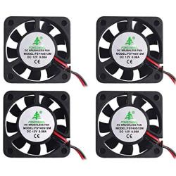 MakerFocus 4pcs 3D Printer Fan 12V, 40mm 12 Volt Fan 0.08A DC Mini Quiet Cooling Fan 40X40X10mm with 28cm Cable for 3D Printer, DVR and Other Small Appliances Series Repair Replacement