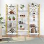 Tribesigns Triple Wide 5-Shelf Bookcase, 5 Tier Etagere Large Open Bookshelf Faux White Marble Look Shelves Wood and Metal Bookcases Furniture for Home & Office, Gold