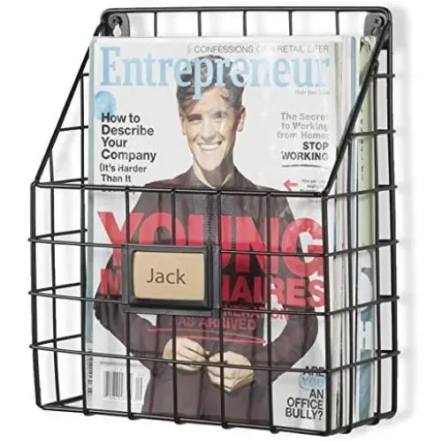 Wall35 Rivista File Holder Home Office Desk Organizer, Chicken Wire Mail Organizer and Magazine Holder, Metal, Black Wall35 Rivista File Holder Home Office Desk Organizer, Chicken Wire Mail Organizer and Magazine Holder, Metal, Black