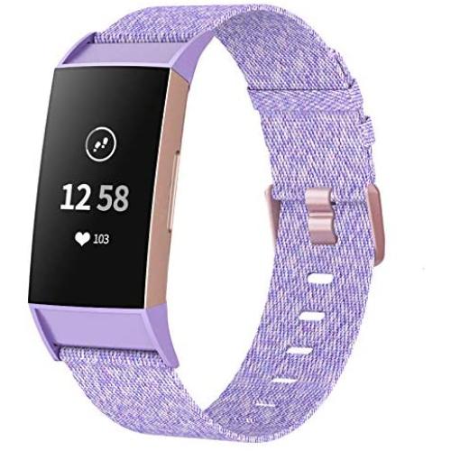 NANW Woven Bands Compatible with Fitbit Charge 4 / Charge 3 Bands/Charge 3 SE, Soft Breathable Fabric Replacement Wristbands Strap Sports Accessories for Women Men, Large Small