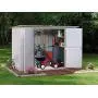 Arrow 8 x 3 Eggshell with Taupe Trim Pent Roof Galvanized Steel Garden Shed