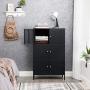 SONGMICS Storage Cabinet, 3-Tier Metal Office Cabinet, Multipurpose Storage Organiser Stand with 6 Doors, 25.6 x 14.3 x 41.4 Inches, Max. Load Capacity 33 lb per Shelf, Black UOMC006B01