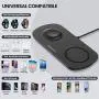 Newdery 2 in 1 Wireless Charger Stand, Wireless Charger for Galaxy Watch3, Active1/2, Galaxy Buds+, Qi Cableless Fast Charging Station for Samsung S21/Note20, iPhone12/12Pro Newdery 2 in 1 Wireless Charger Stand, Wireless Charger for Galaxy Watch3, Active1/2, Galaxy Buds+, Qi Cableless Fast Charging Station for Samsung S21/Note20, iPhone12/12Pro