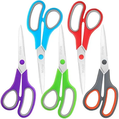 Scissors Bulk Set of 5-Pack, Niutop 8'' Multipurpose Sharp Scissors for Office Home High/Middle School Student Teacher Scissor Supplies, Soft Comfort-Grip Right/Left Handles Scissors Bulk Set of 5-Pack, Niutop 8'' Multipurpose Sharp Scissors for Office Home High/Middle School Student Teacher Scissor Supplies, Soft Comfort-Grip Right/Left Handles
