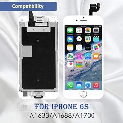 for iPhone 6s Touch Screen Replacement - Yodoit LCD Display Digitizer Glass Full Assembly with Small Parts Camera Proximity Sensor Home Button Earpiece Speaker 3D Touch + Tool (4.7 inches White)