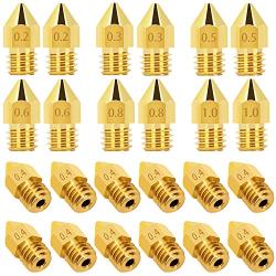 LUTER 24PCS Extruder Nozzles 3D Printer Nozzles for MK8 0.2mm, 0.3mm, 0.4mm, 0.5mm, 0.6mm, 0.8mm, 1.0mm with Free Storage Box for Makerbot Creality CR-10 Ender 3 5