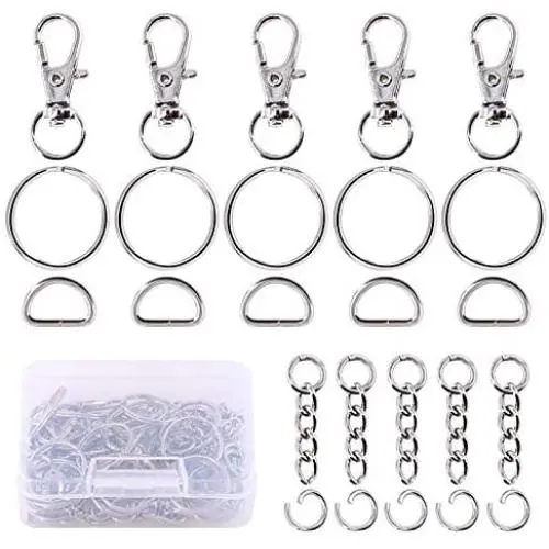 Swpeet 150Pcs Lobster Claw Clasps, Including 30Pcs Key Chain Hooks and 30Pcs D Ring, 30Pcs Key Rings and 30Pcs Extender Chain with 30 Pcs Open Jump Rings Swpeet 150Pcs Lobster Claw Clasps, Including 30Pcs Key Chain Hooks and 30Pcs D Ring, 30Pcs Key Rings and 30Pcs Extender Chain with 30 Pcs Open Jump Rings