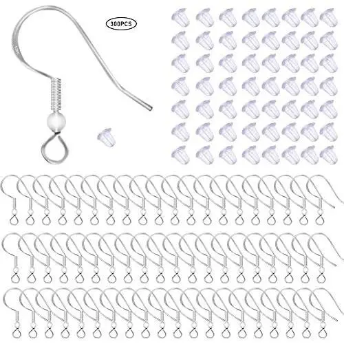 150 PCS/ 75 Pairs 925 Sterling Silver Earring Hooks Fish Hook Ear Wires French Wire Hooks Hypo-allergenic Jewelry Findings Earring Parts DIY Making With 150 PCS Clear Rubber Earring Safety Backs 150 PCS/ 75 Pairs 925 Sterling Silver Earring Hooks Fish Hook Ear Wires French Wire Hooks Hypo-allergenic Jewelry Findings Earring Parts DIY Making With 150 PCS Clear Rubber Earring Safety Backs