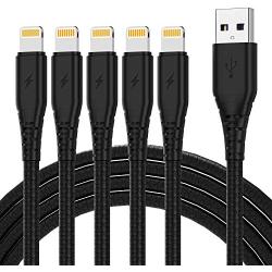 Cabepow iPhone Charger Cable, 3ft 5Pack Lightning Cable to USB A Charging Cable Compatible with iPhone 11 Xs Max XR X 8 Plus 7 Plus 6 Plus SE iPad Pro iPod (Black)