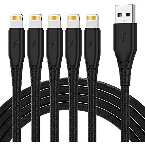 Cabepow iPhone Charger Cable, 3ft 5Pack Lightning Cable to USB A Charging Cable Compatible with iPhone 11 Xs Max XR X 8 Plus 7 Plus 6 Plus SE iPad Pro iPod (Black)