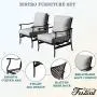 Festival Depot 2 of Outdoor Patio Bistro Dining Chairs with Cushions Set Premium Fabric Metal Frame Furniture Set Garden Dining Seating Chair Thick & Soft Cushions (Grey) Festival Depot 2 of Outdoor Patio Bistro Dining Chairs with Cushions Set Premium Fabric Metal Frame Furniture Set Garden Dining Seating Chair Thick & Soft Cushions (Grey)