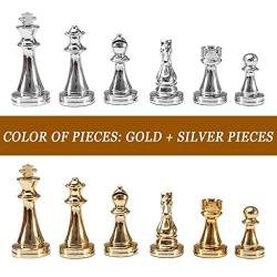 LINWEI Chess Set, Chess Board Set, International Chess Set, Folding Leather/Wood and Metal Parts