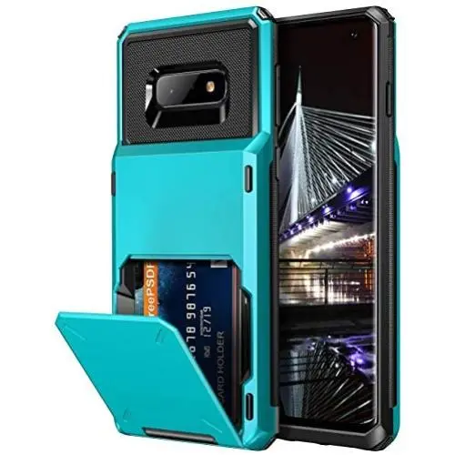 Vofolen Case for Galaxy S10e Case Wallet [4 Card Pocket] Card Holder Slot Scratch Resistant Dual Layer Protective Bumper Tough Rubber Armor Hard Shell Cover Case for Samsung Galaxy S10 E Light Blue