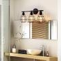 3 Light Bathroom Vanity Light, Metal Wire Cage Industrial Wall Sconce, Black Light Fixture Bathroom for Mirror Cabinets, Vanity Table, Bathroom, Wall Lighting - 22.8 in (Bulb Not Include)