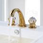 Aposhion Luxury Gold Finish Bathroom Faucet with Crystal Knobs 3 Holes Bath Sink Waterfall Basin Mixer Tap