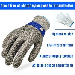 Stainless Steel Mesh Metal Wire Gloves Cut Resistant Level 9 Durable Rustproof Butcher Glove Kitchen Cutting Heavy Protection. (X-LARGE)