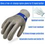 Stainless Steel Mesh Metal Wire Gloves Cut Resistant Level 9 Durable Rustproof Butcher Glove Kitchen Cutting Heavy Protection. (X-LARGE)