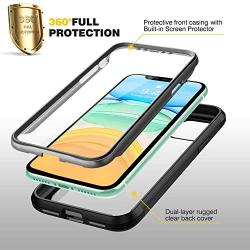 DIACLARA Compatible with iPhone 11 Case, Full Body Rugged Case with Built-in Touch Sensitive Anti-Scratch Screen Protector, Soft TPU Bumper Case Cover Compatible with iPhone 11 6.1'' (Black and Clear)