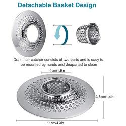 MFTEK Drain Hair Catcher Tub Drain Protector, Stainless Steel Bathtub Shower Drain Hair Stopper Strainer Trap for Shower Bathroom Sink to Catch Hair